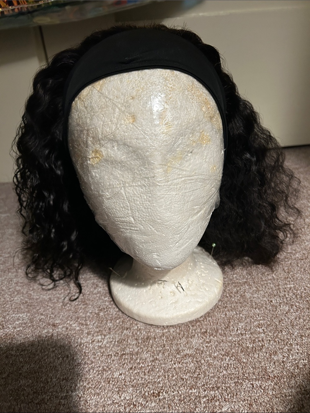 Black Curly Headband Wig - Versatile Women’s Hair